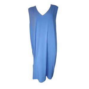 J Jill Wearever Collection Dress Womens Size XL Solid All Blue Sleeveless V Neck